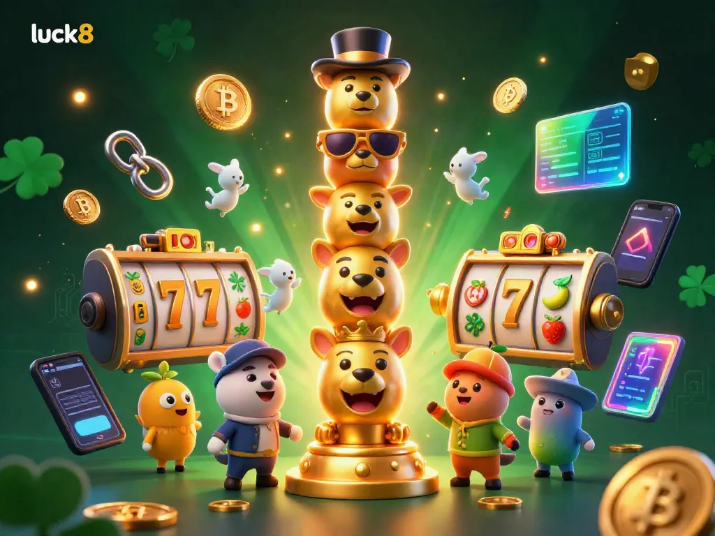 Experience thrilling gameplay in luck8's vibrant 3D casino world featuring unique symbols.