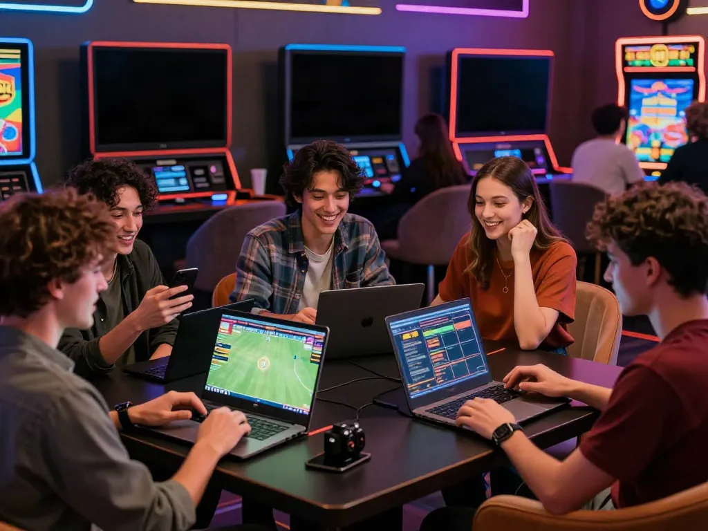 Online betting experience at https://vin88.team/ with friends enjoying sports and casino games.
