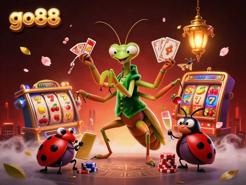 Experience thrilling slots action with go88's captivating cartoon illustration featuring unique characters and rich visuals.