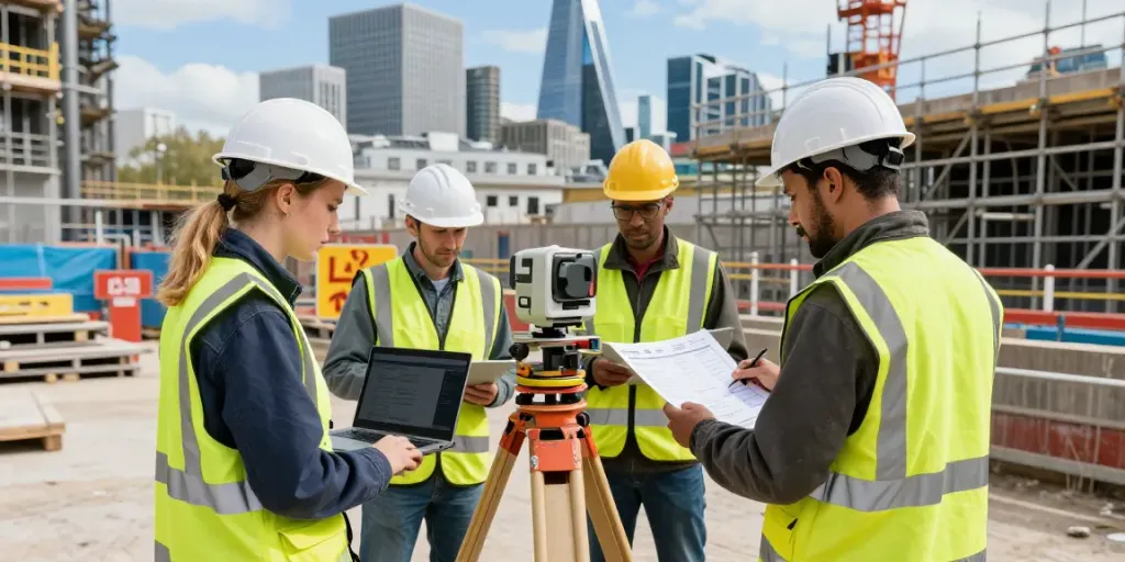 GPR Survey London team using advanced radar equipment at construction site.