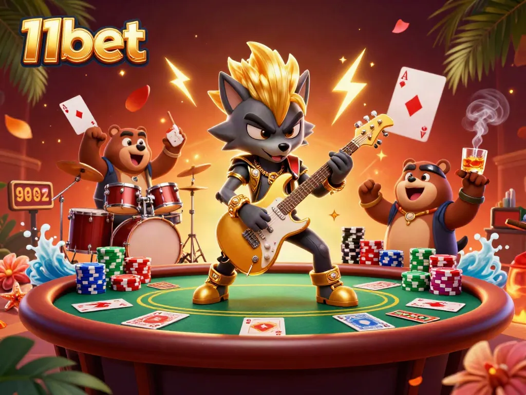 Experience thrilling gameplay at 11bet with a vibrant scene featuring characters and casino elements.