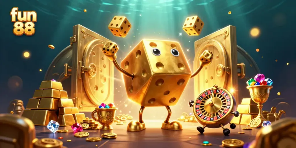 Engage in thrilling gameplay at fun 88 with dynamic dice golem and vibrant casino elements.