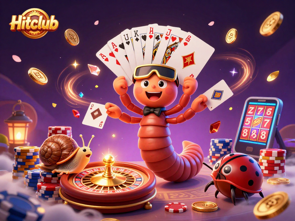 Hitclub casino brings excitement with a lively millipede dealer, high-stakes chips, and dazzling game elements.