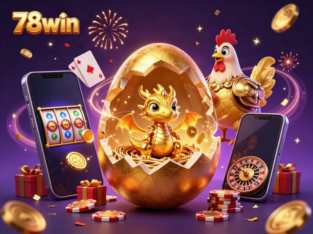 Experience thrilling gambling excitement with 78win’s golden dragon gaming illustration.
