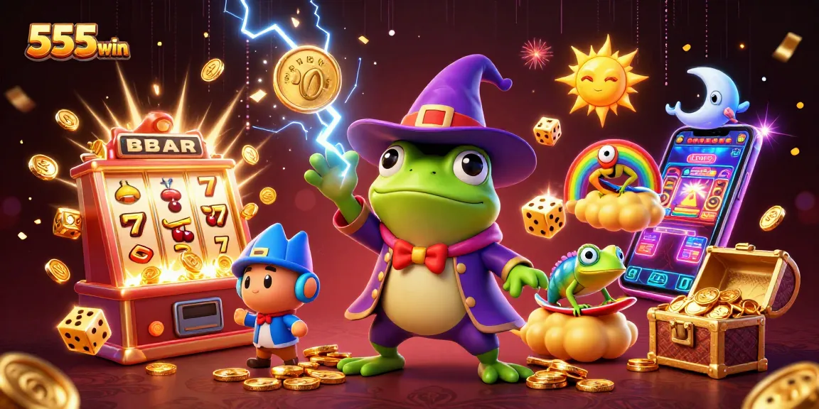 Experience exciting gameplay with 555win through vibrant golden coin storms and dynamic casino elements.