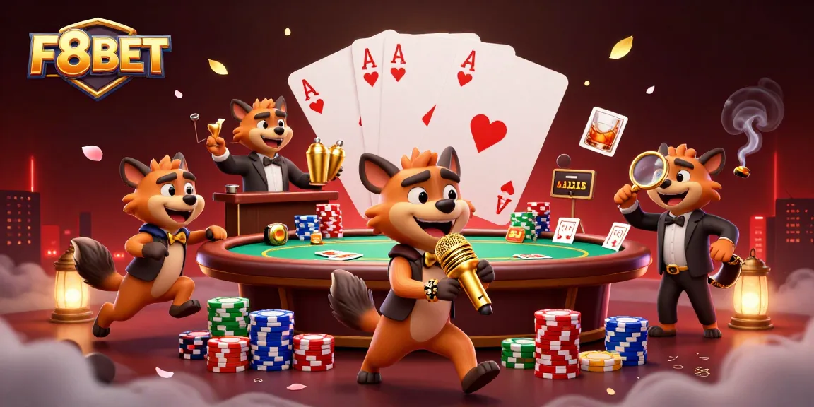 Experience the vibrant energy of F8BET in a comedic casino scene featuring hyenas