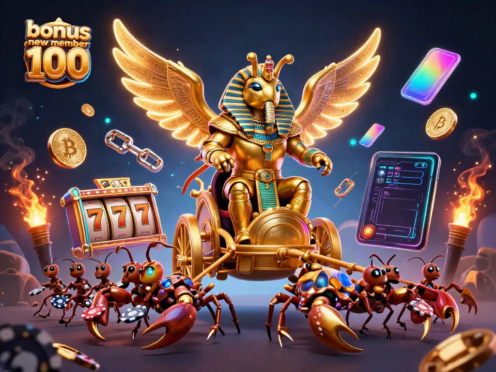 Experience exciting gameplay with bonus new member 100 offers showcased in a vibrant 3D casino scene.