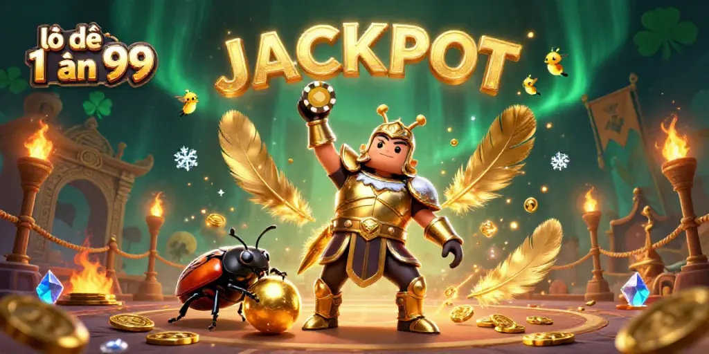 Experience the excitement of lô đề 1 ăn 99 with vibrant 3D characters celebrating a jackpot.