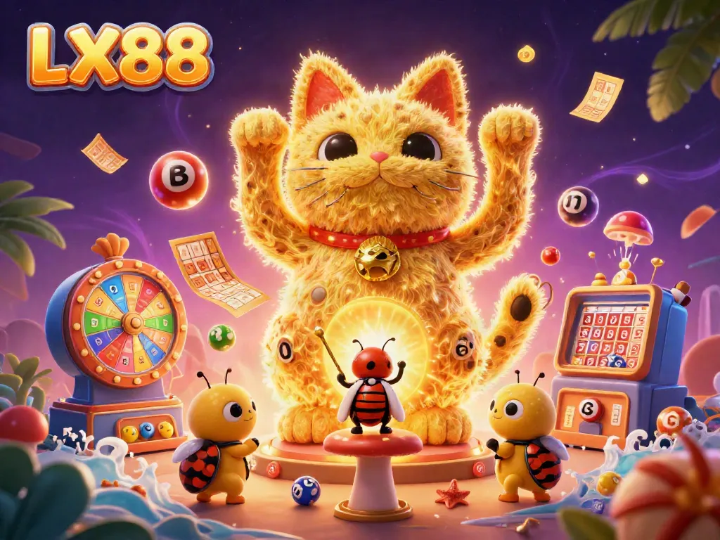Enhance your gaming strategy with LX88’s colorful casino-themed illustration, featuring dynamic elements.