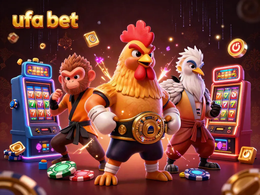 Engage with ufa bet’s dynamic gaming universe featuring vibrant characters and casino elements.