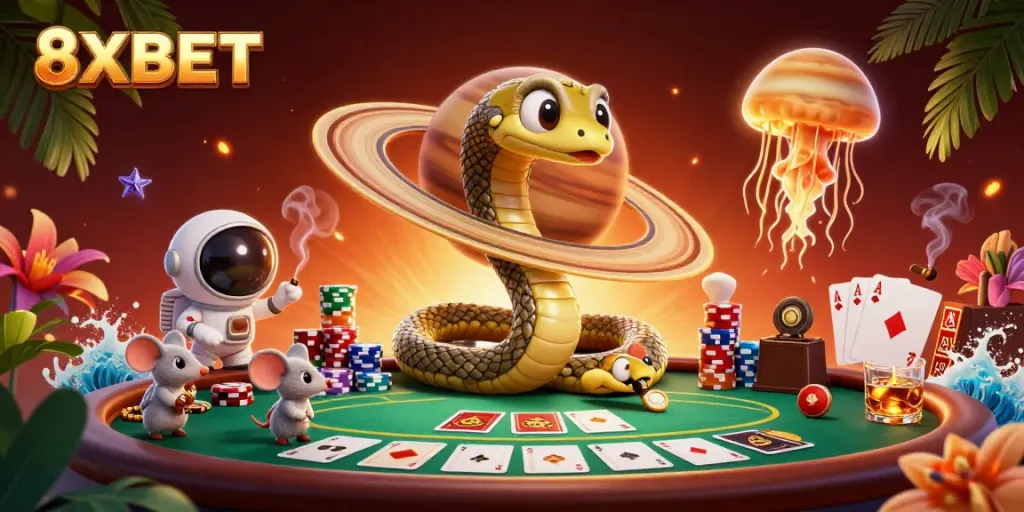 Experience thrilling moments at 8XBET as astronaut mice place bets on a cosmic roulette wheel.