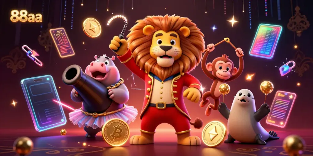 Engage with the excitement of 88aa through a vibrant illustration featuring whimsical casino elements and characters.