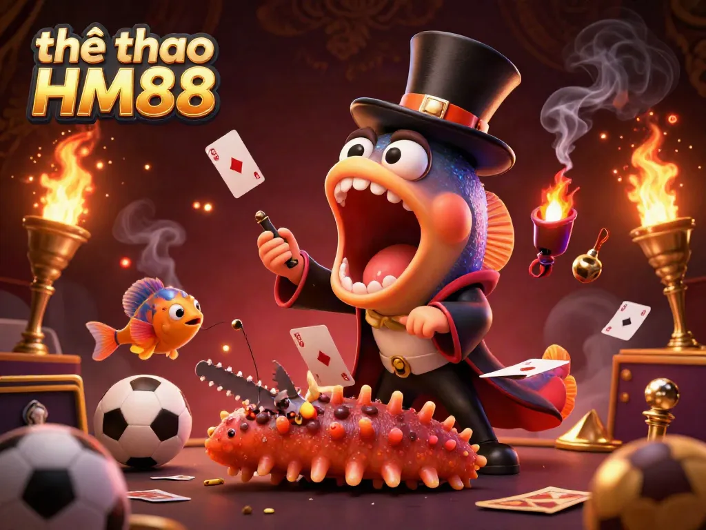 Experience the thrill of thể thao HM88 with dynamic sports elements and enchanting characters in this vibrant illustration.