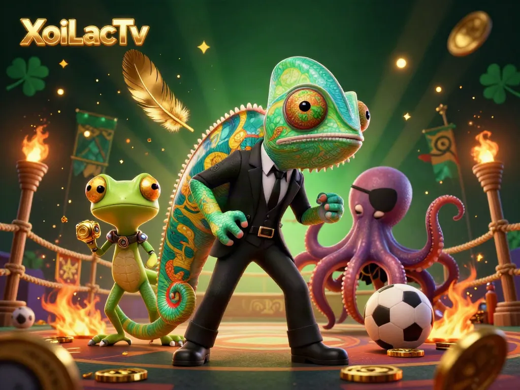 XoiLacTv showcases a vibrant sports betting scene filled with dynamic characters and engaging elements.