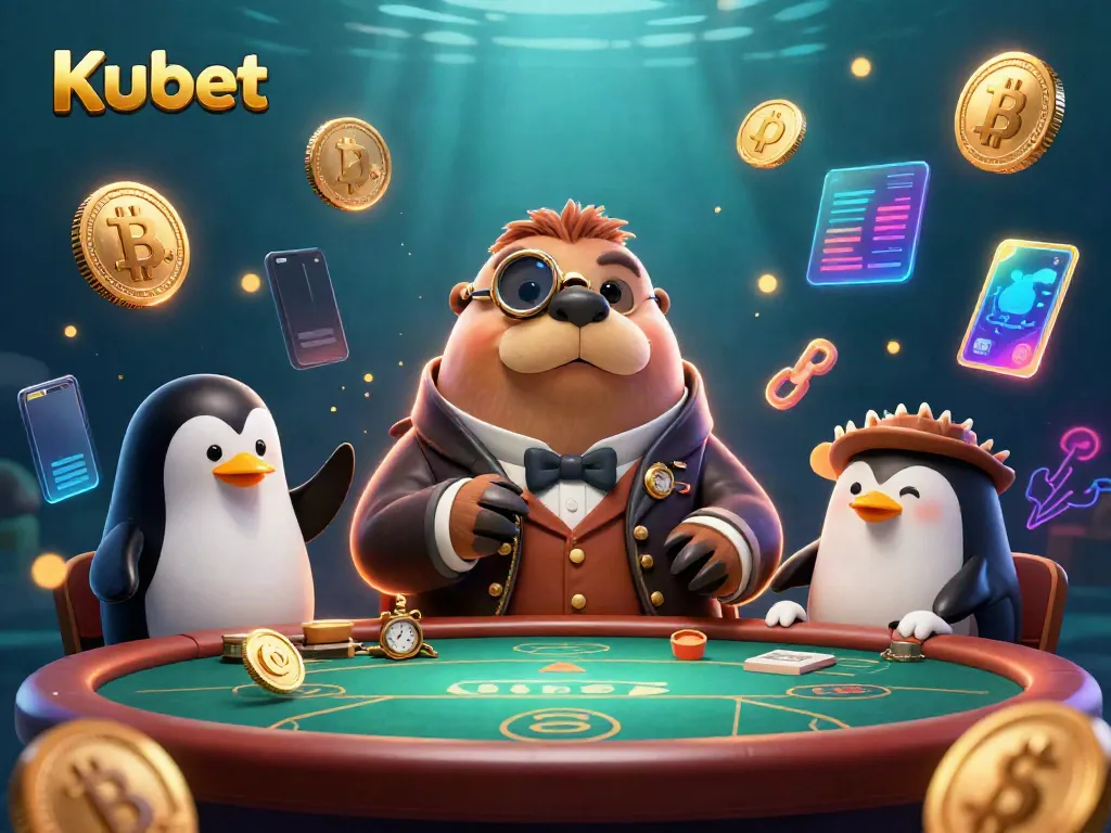 Experience thrilling poker action with Kubet at an underwater table featuring vibrant 3D illustrations.