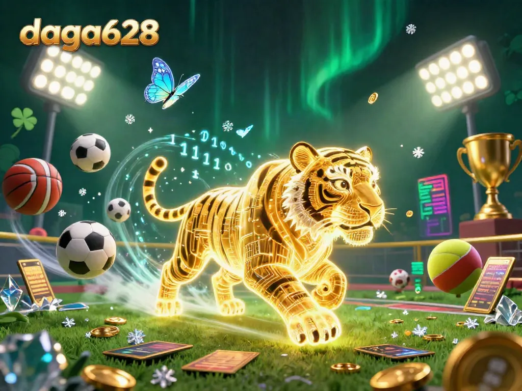 Engage with daga628 in a dynamic digital cockfighting arena with vibrant elements.