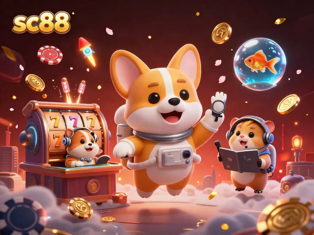 Experience the engaging world of sc88 with a vibrant space casino scene featuring cartoon characters and dynamic elements.