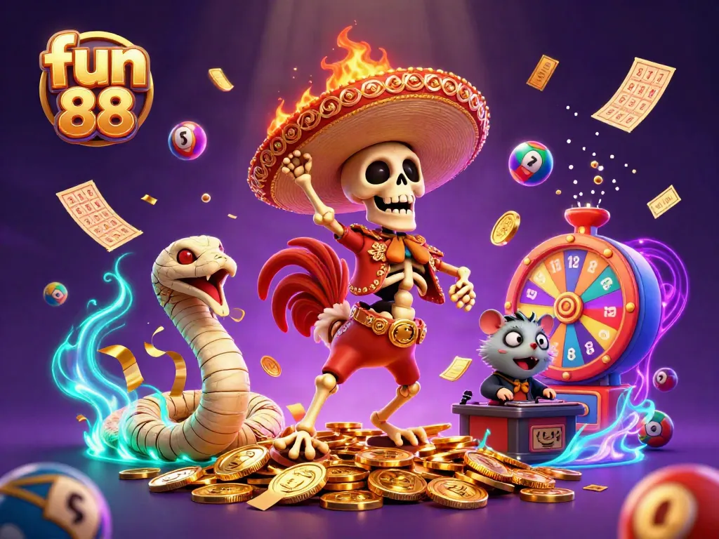Enjoy an exhilarating fun 88 experience with vibrant characters celebrating in a dynamic casino scene.