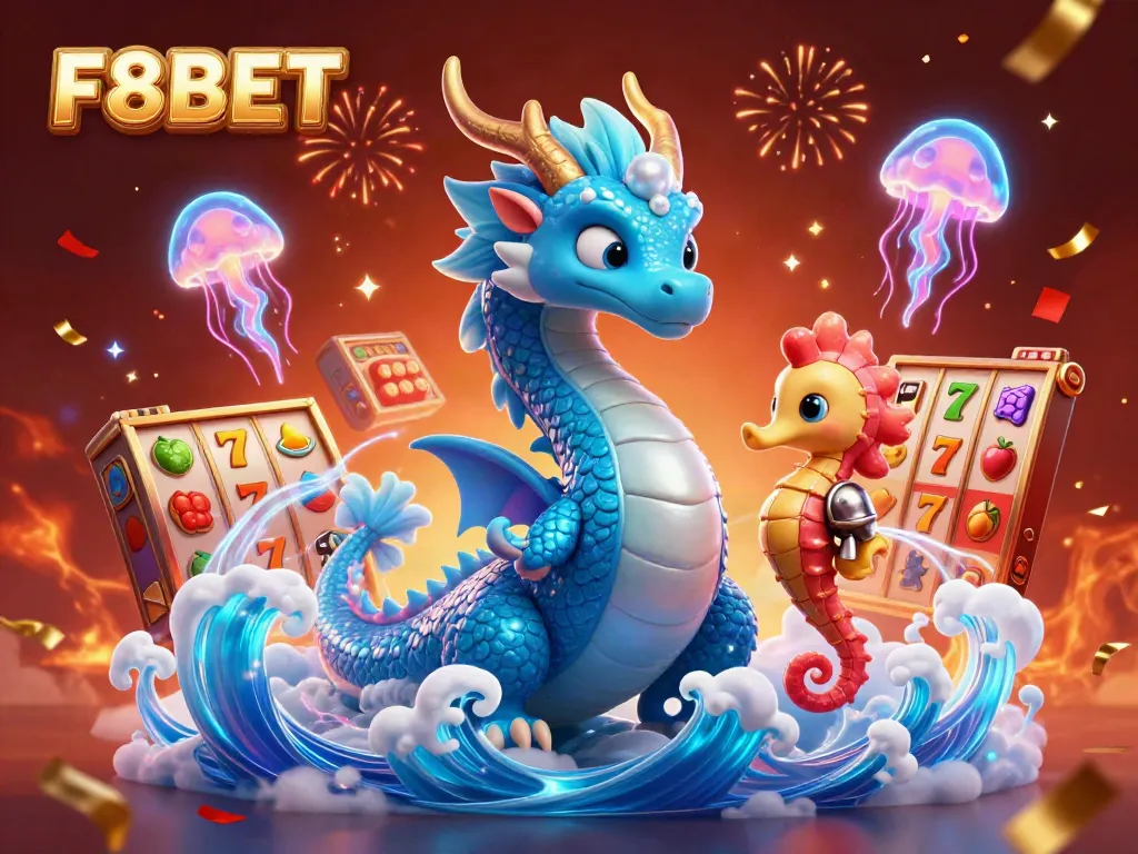 Experience the exciting world of F8BET casino with captivating characters and vibrant gambling elements.