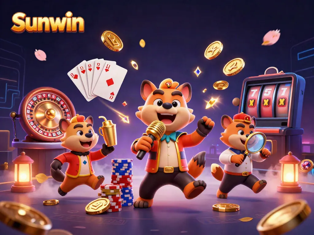 Experience the fun of Sunwin with a vibrant casino scene featuring hyenas as comedians, bartenders, and bouncers.