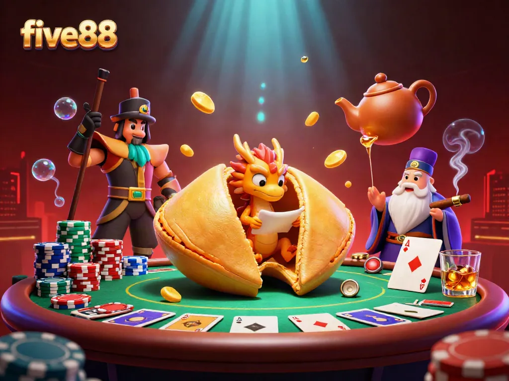 Engage in thrilling action at five88, featuring a dynamic casino scene with exciting games and vibrant characters.