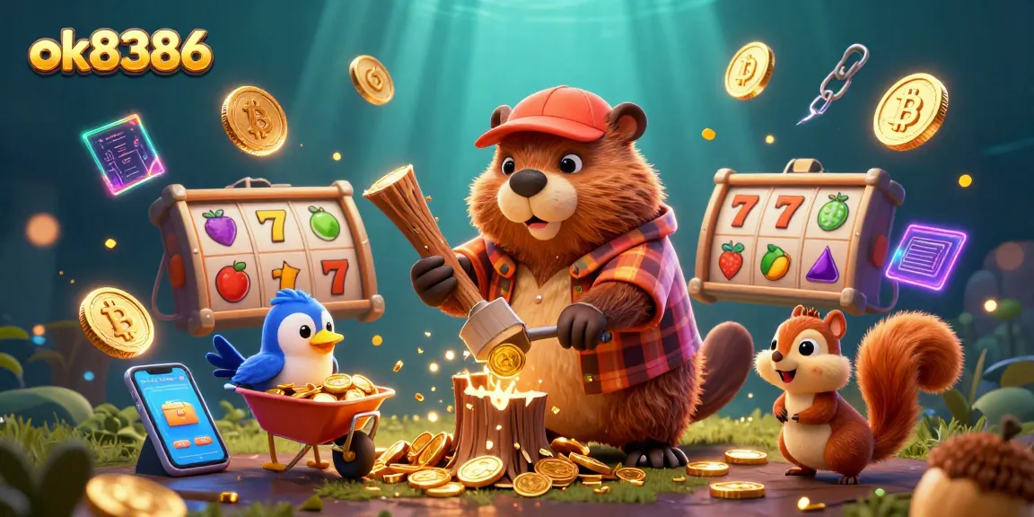 Win big at ok8386 with vibrant slot reels and playful characters, capturing thrilling casino excitement.