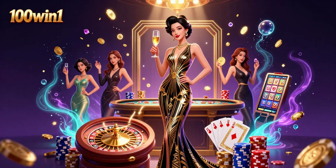 Experience thrilling games with 100win1, featuring glamorous casino action and dazzling elements.