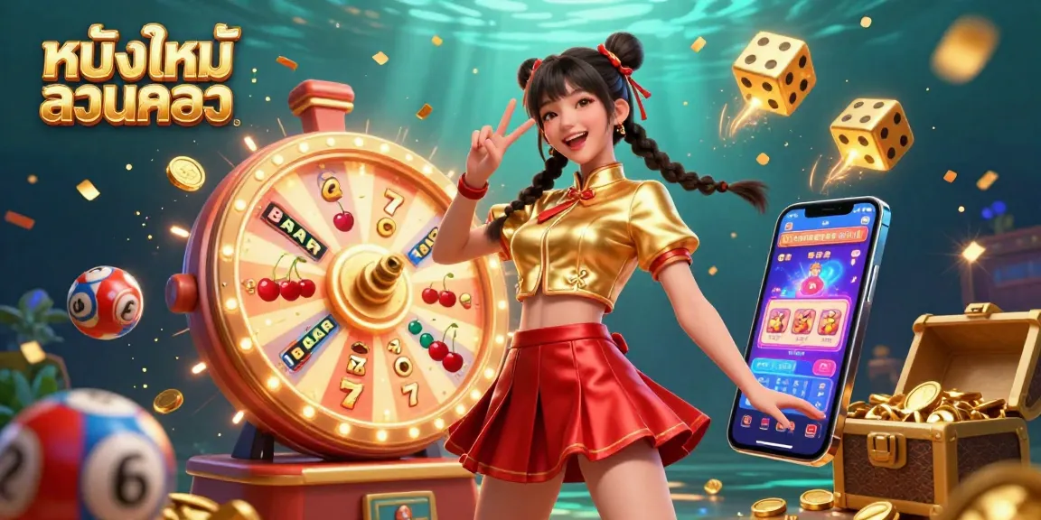Experience thrilling หนังใหม่ชนโรง action with vibrant elements like slot machines, golden dice, and colorful lottery balls.