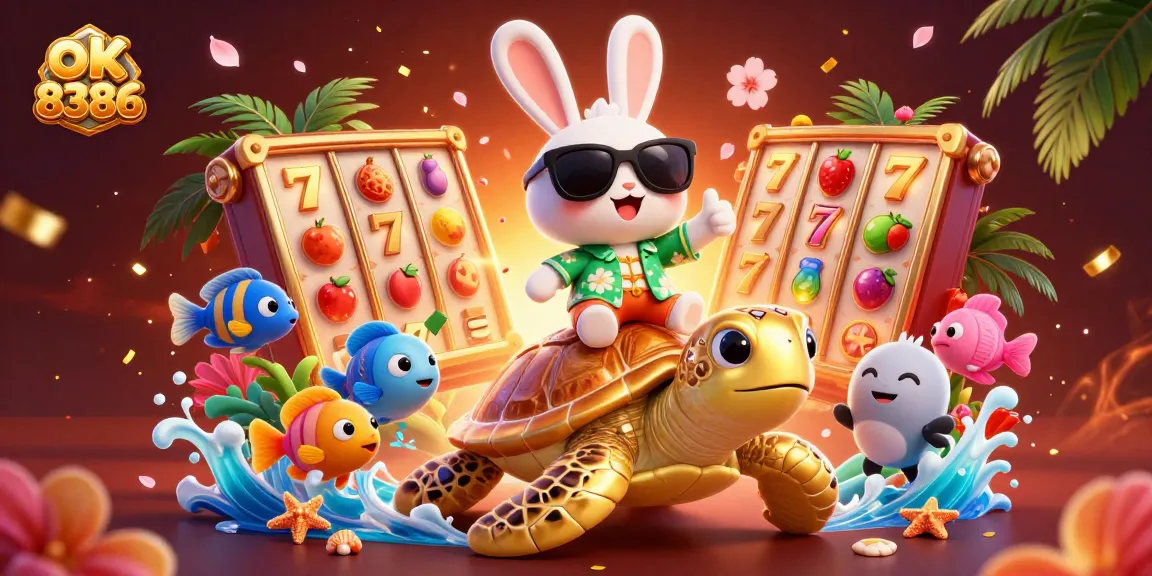 Engage with the thrill of ok 8386 slots in this vibrant 3D illustration scene.