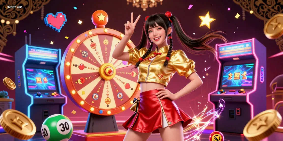 Engage with SHBET COM's vibrant gaming world featuring energetic Asian woman, 3D lottery balls, and casino excitement.