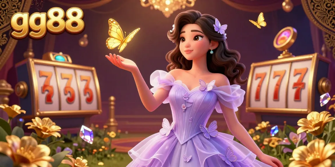 Engage in immersive gaming adventures with gg88's vibrant casino illustration featuring enchanting characters and casino elements.