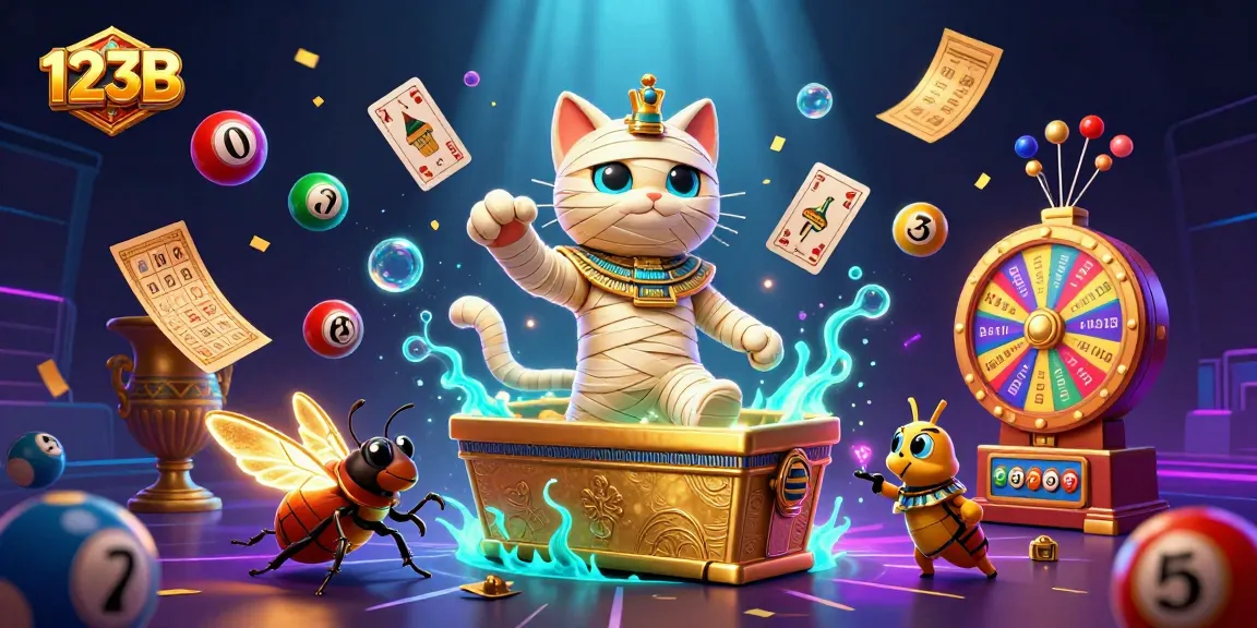 Experience thrilling gameplay at 123B with colorful lottery balls and golden prizes raining down.