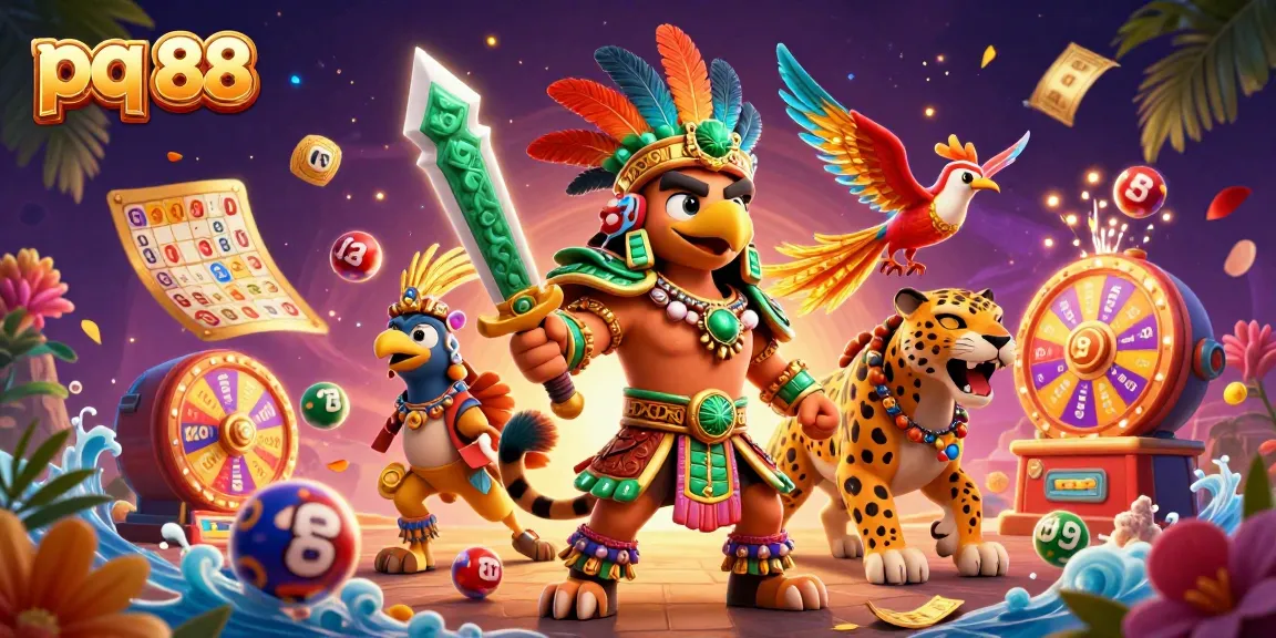Engage with exciting games at pq 88 featuring vibrant scenes with colorful lottery balls and exciting prizes.
