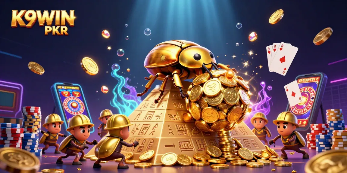 Spin and win with K9WIN PKR's vibrant casino scene featuring golden coins and dynamic gameplay elements.