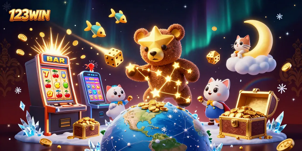 123WIN players enjoy a vibrant casino atmosphere with jackpot elements and engaging characters.