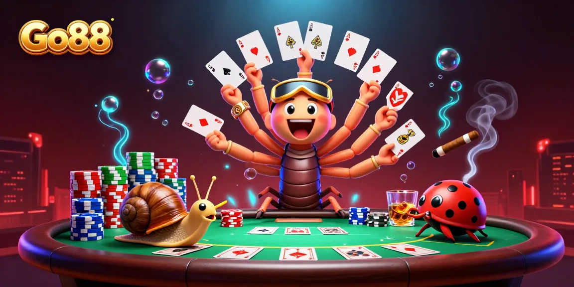 Engage in thrilling gameplay at Go88 with a vibrant casino atmosphere and animated characters.