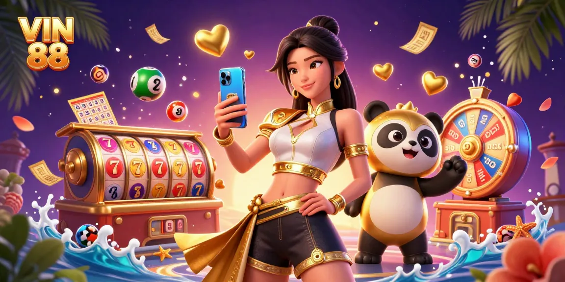 Engage with thrilling games at VIN 88, featuring vibrant lottery visuals and exciting casino action.