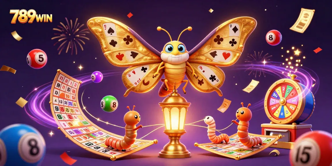 Play at 789WIN and enjoy vibrant casino scenes with lottery elements and golden visuals.