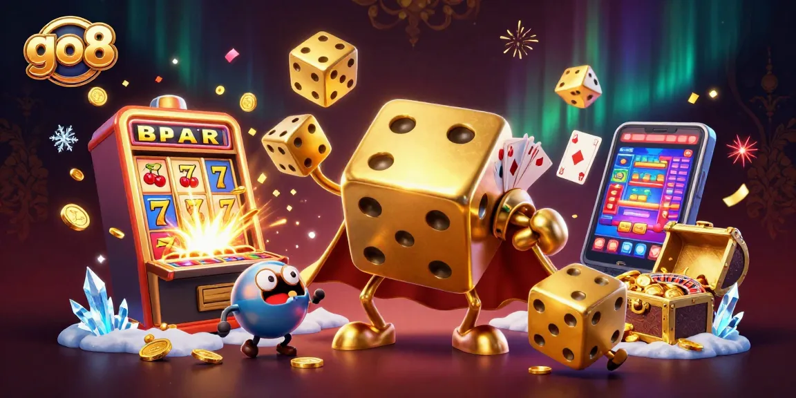 Experience thrilling gaming excitement at go8 with vibrant 3D casino elements and golden dice!