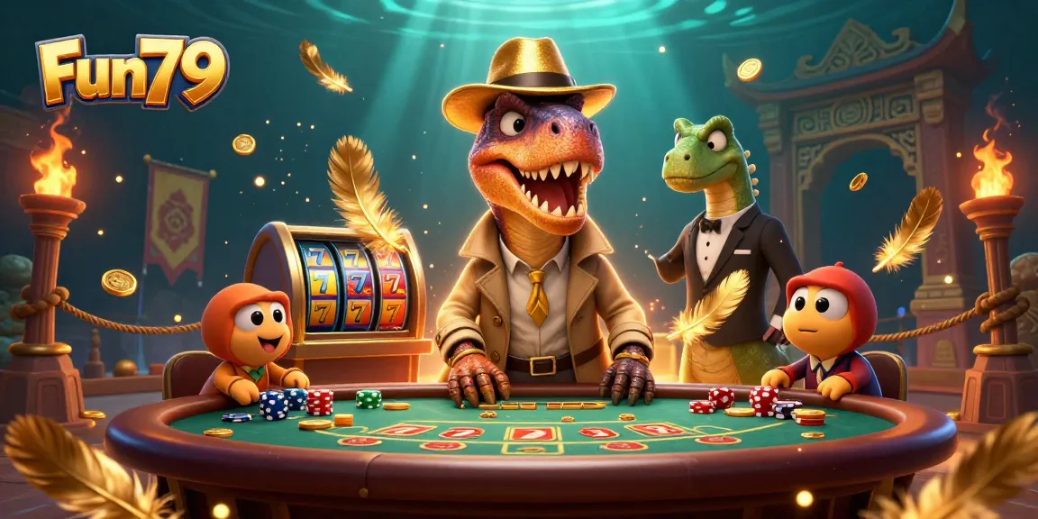 Experience thrilling gameplay at Fun79 with this engaging scene of cartoon characters at a blackjack table.