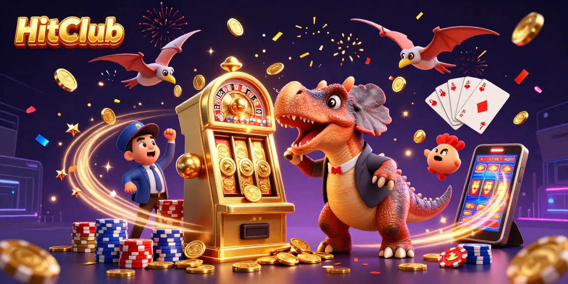 HitClub thrills as a pachycephalosaurus wins jackpots while an ankylosaur manager oversees the excitement.