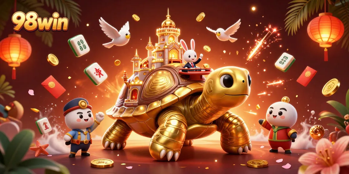 Experience thrilling gameplay with 98win featuring a vibrant 3D cartoon casino scene.