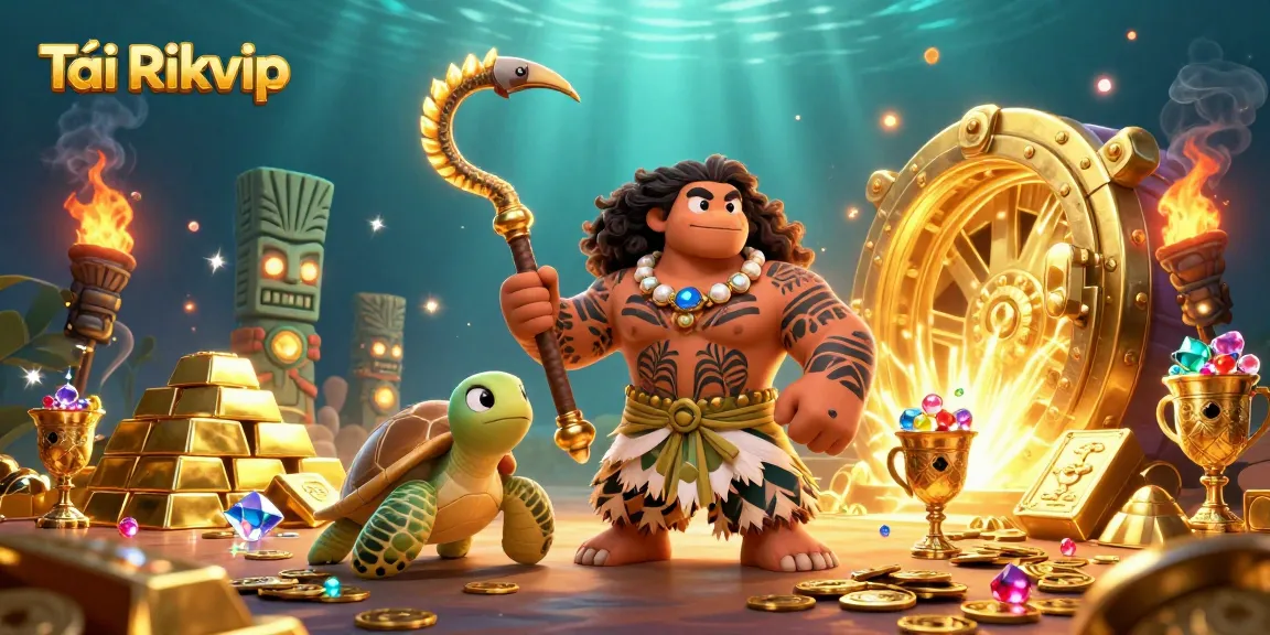Tải Rikvip and enter the casino excitement with a vibrant, 3D illustration of a hawk demigod and treasures.