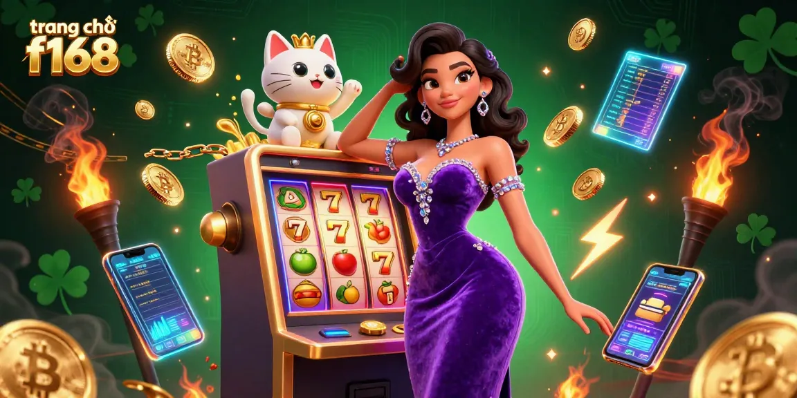Spin and win at trang chủ f168 with vibrant slot machines and glowing coins erupting.