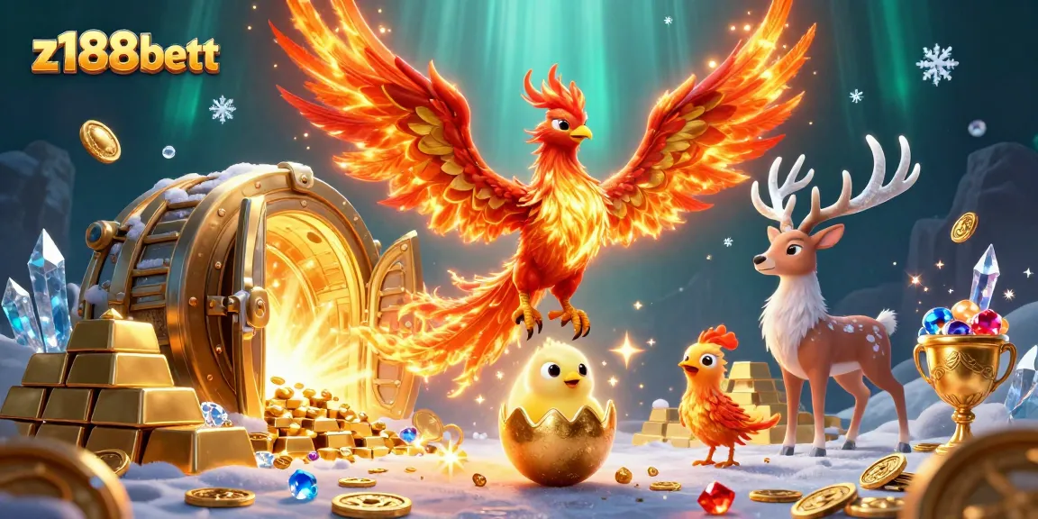 Experience the riches of z188bett as animated characters soar amidst treasures in a vibrant casino scene.