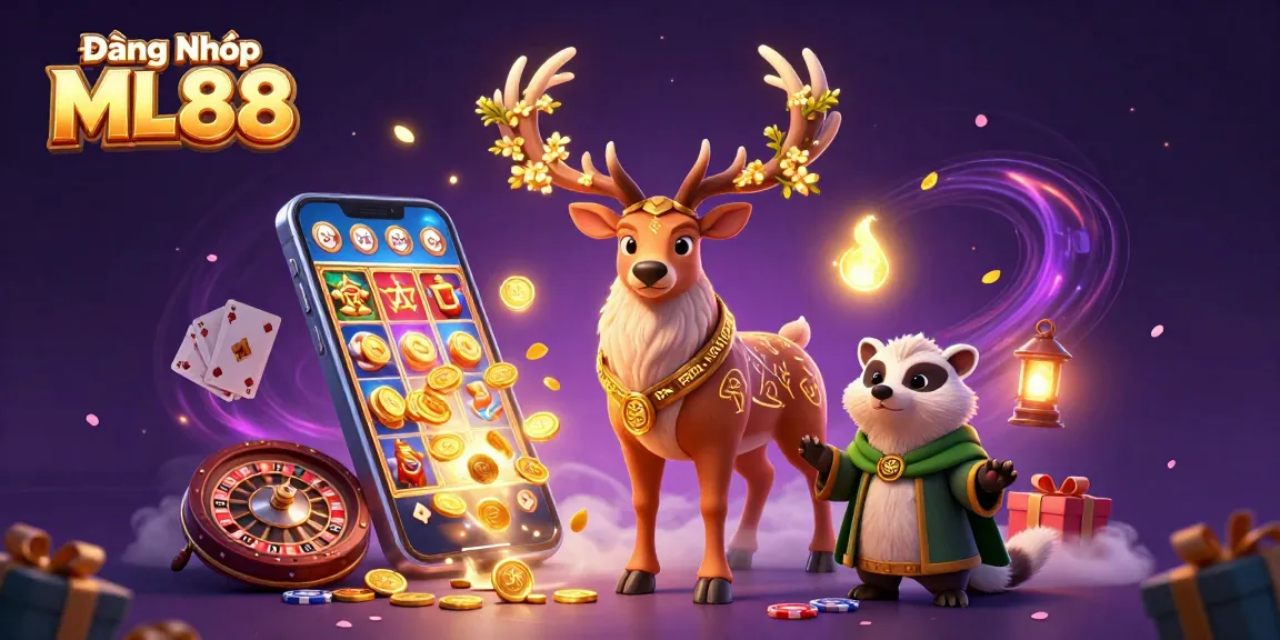 Join the excitement of Đăng Nhập ML88 with dynamic slot games, vibrant symbols, and classic casino elements.