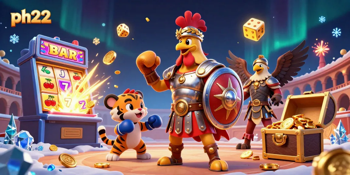 Experience thrilling gameplay at ph22 with a dynamic casino illustration featuring exciting game elements.