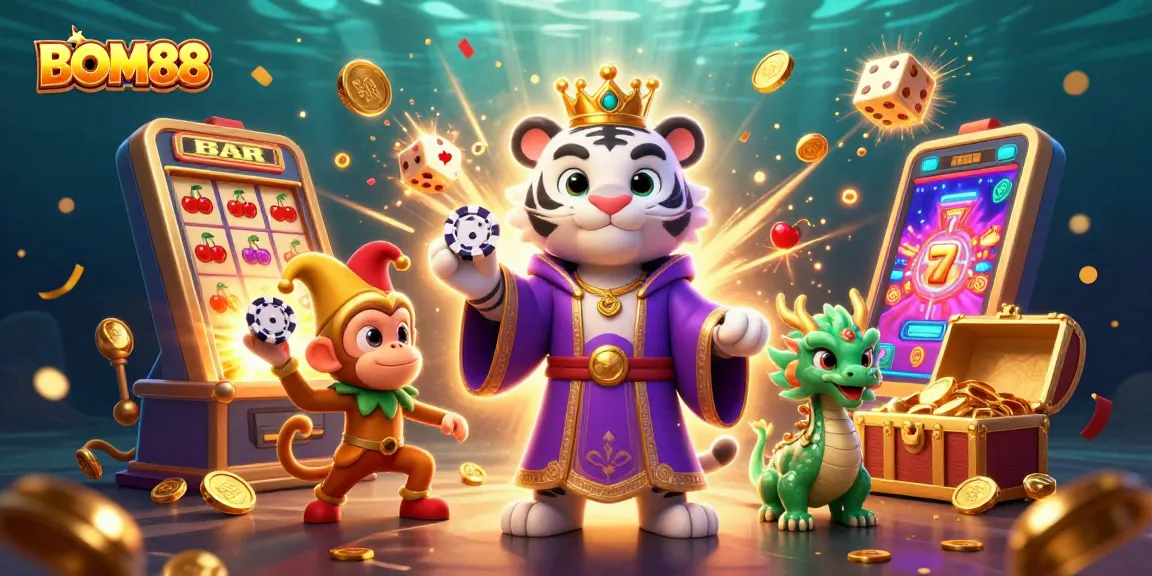 Experience excitement with BOM88 as the tiger, monkey, and dragon create thrilling casino magic.