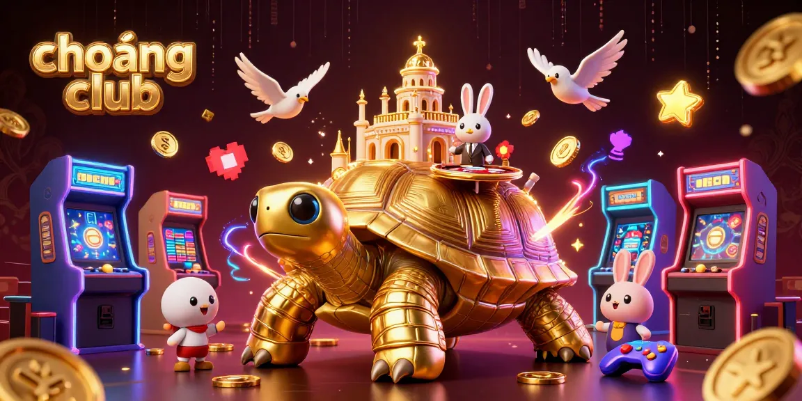 Engage in thrilling games at choáng club, featuring a vibrant casino scene with animated characters and golden coins.