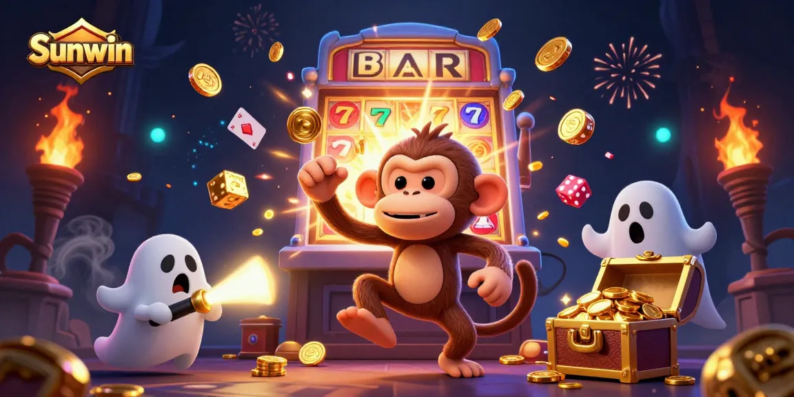 Experience thrilling gameplay at Sunwin with a lively 3D casino scene featuring exciting characters and rich visuals.